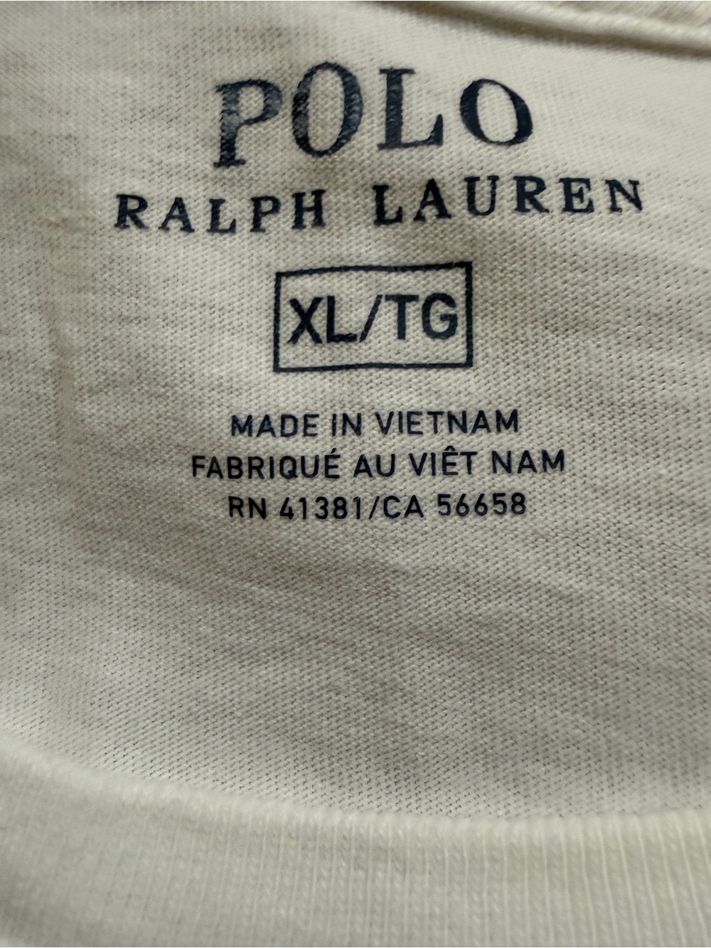 Polo Ralph Lauren Classic Cotton Tee Shirt White with Navy Polo Logo Men’s XL - Picture 5 of 7